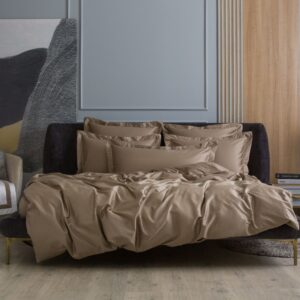 3818070 Постельное белье Caramel Beige Allure Grass Евро простыня на резинке